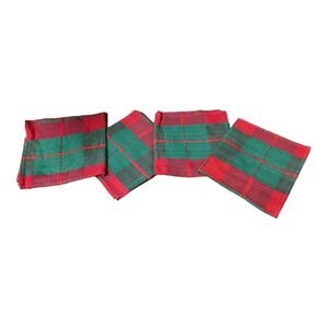 Vintage Green Red Cloth Napkins Ralph Lauren Christmas Trend Traditional Holiday